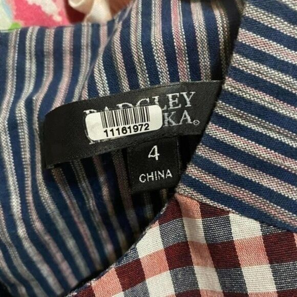 Badgley Mischka Collection Plaid & Striped Combo Flounce Plaid Day Dress Size 4 - Picture 11 of 11